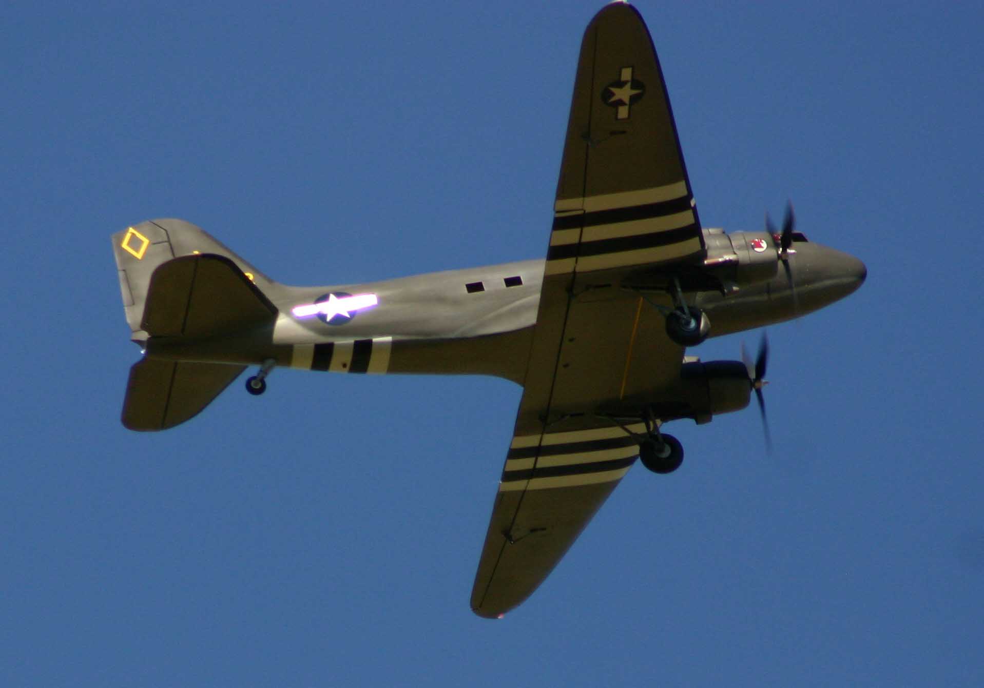 This is my 1/14th scale (82.5 inch wingspan) C-47 converted from the Top Flite/Great Planes Gold Edition kit of the Douglas DC-3.